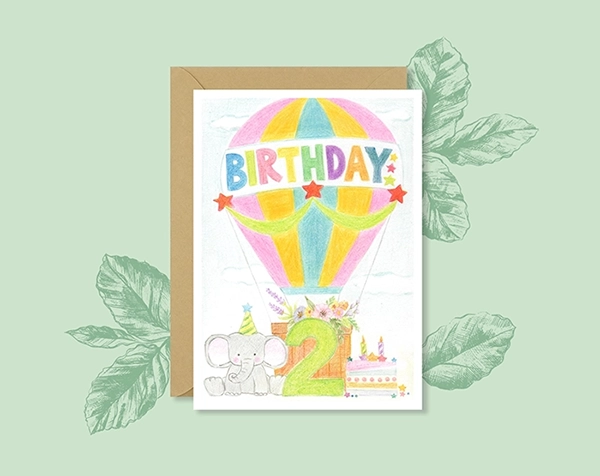 2nd Elephant Birthday Card Makes a 2 Year Old Birthday Extra Special
