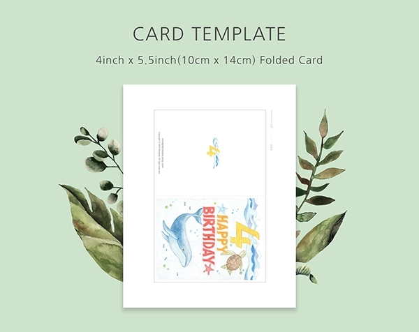 4th Whale Birthday Card Idea, 4 Year Old Birthday Card with Sea Friends