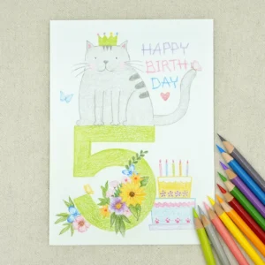Read more about the article Cute Cat 5th Birthday Card Ideas, Funny 5 Year Old Greeting Card for Kids