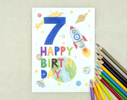Brilliant Rocket 7th Birthday Card Ideas for 7 Year Old Son & Daughter