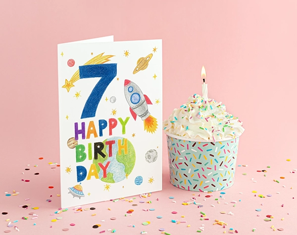 Brilliant Rocket 7th Birthday Card Ideas for Son & Daughter, for 7 Year Old