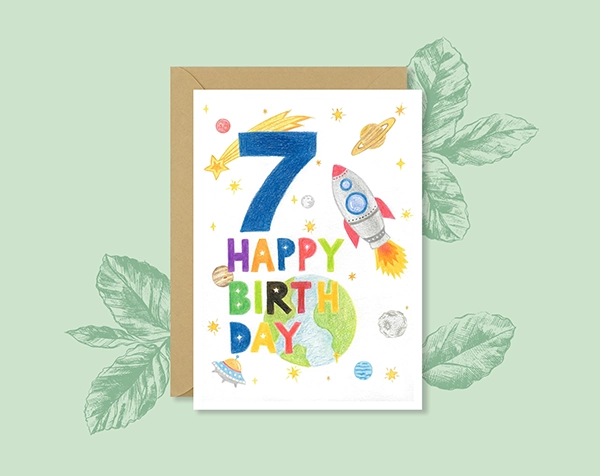 Brilliant Rocket 7th Birthday Card Ideas for Son & Daughter, for 7 Year Old